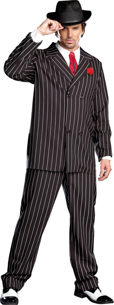 The Costume Center Black and Red Men Adult Gangster Halloween Costume - XL
